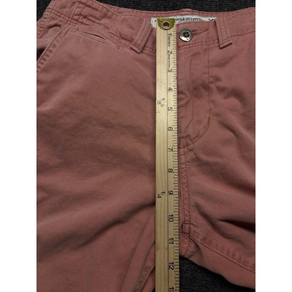 American Eagle Longboard Shorts Mens 30 Pink Coral Chino Flat Front 100% Cotton